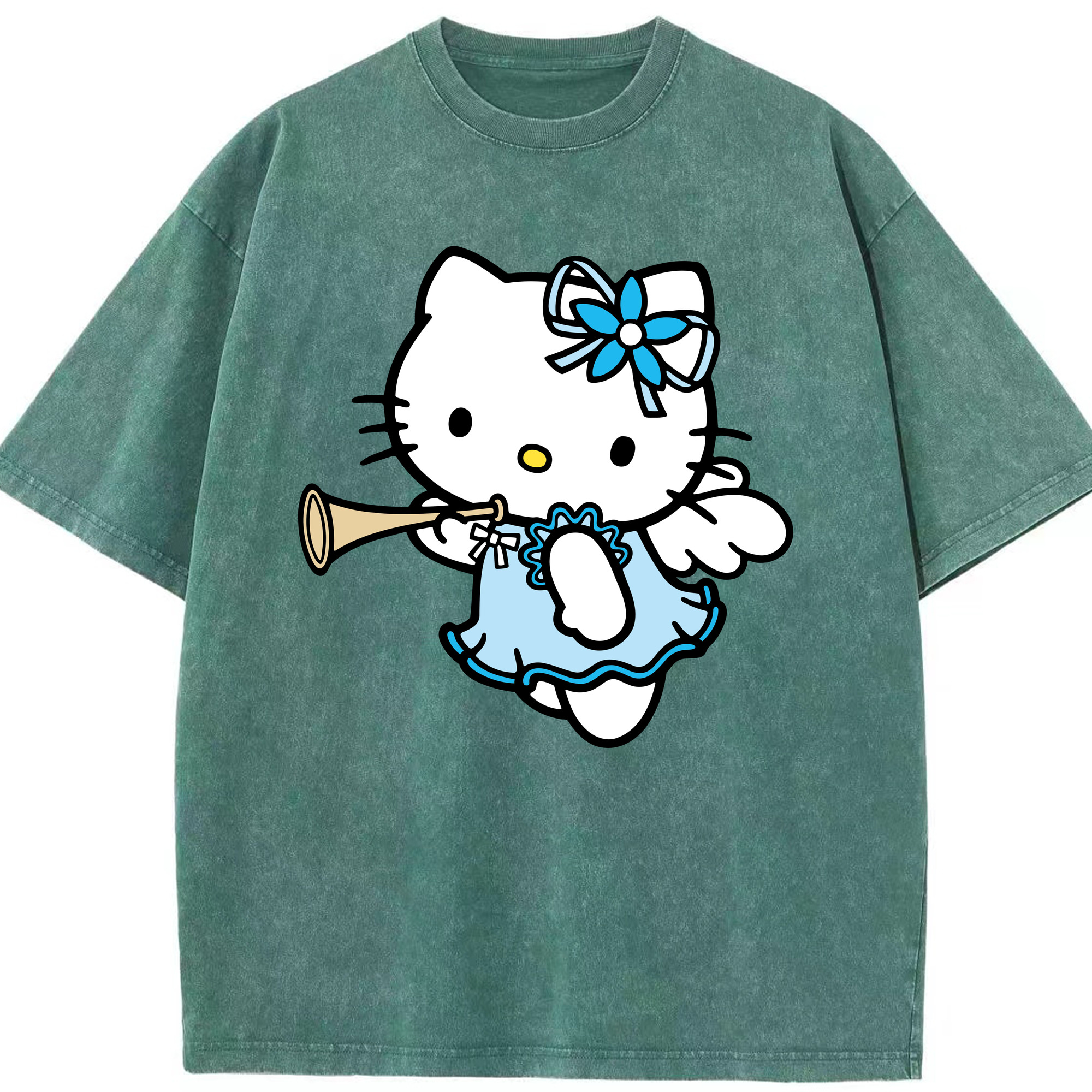（画像用） Hello Kitty ハローキティ 綿100% ヴィンテージ風 半袖Tシャツ（フロントプリント）
